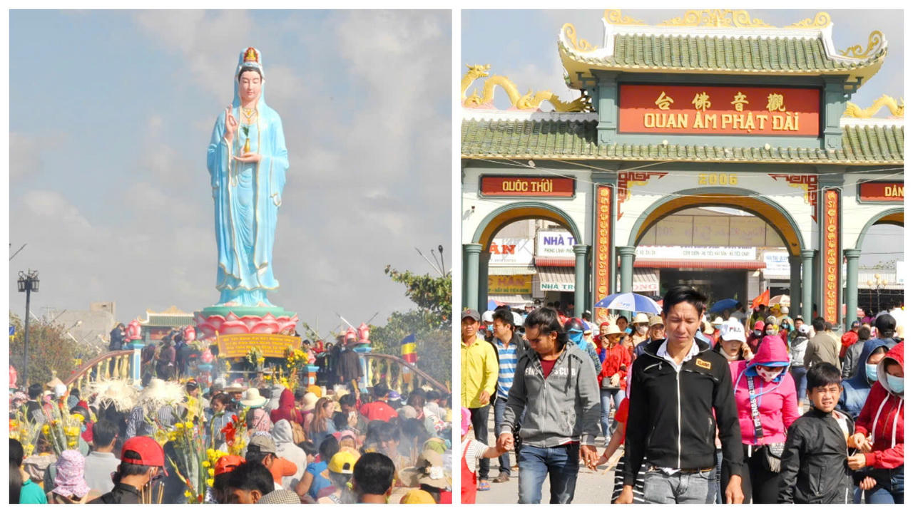 Quán Âm Phật Đài (phường Hiệp Thành), điểm hành hương nổi tiếng thu hút đông đảo du khách thập phương.