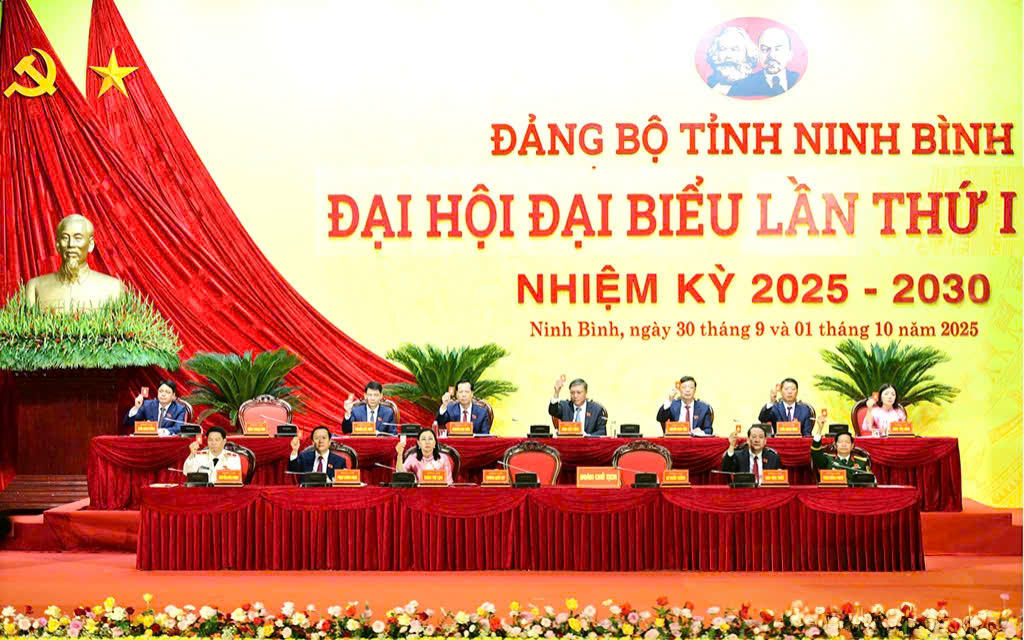 Các đại biểu biểu quyết thông qua chương trình Đại hội.