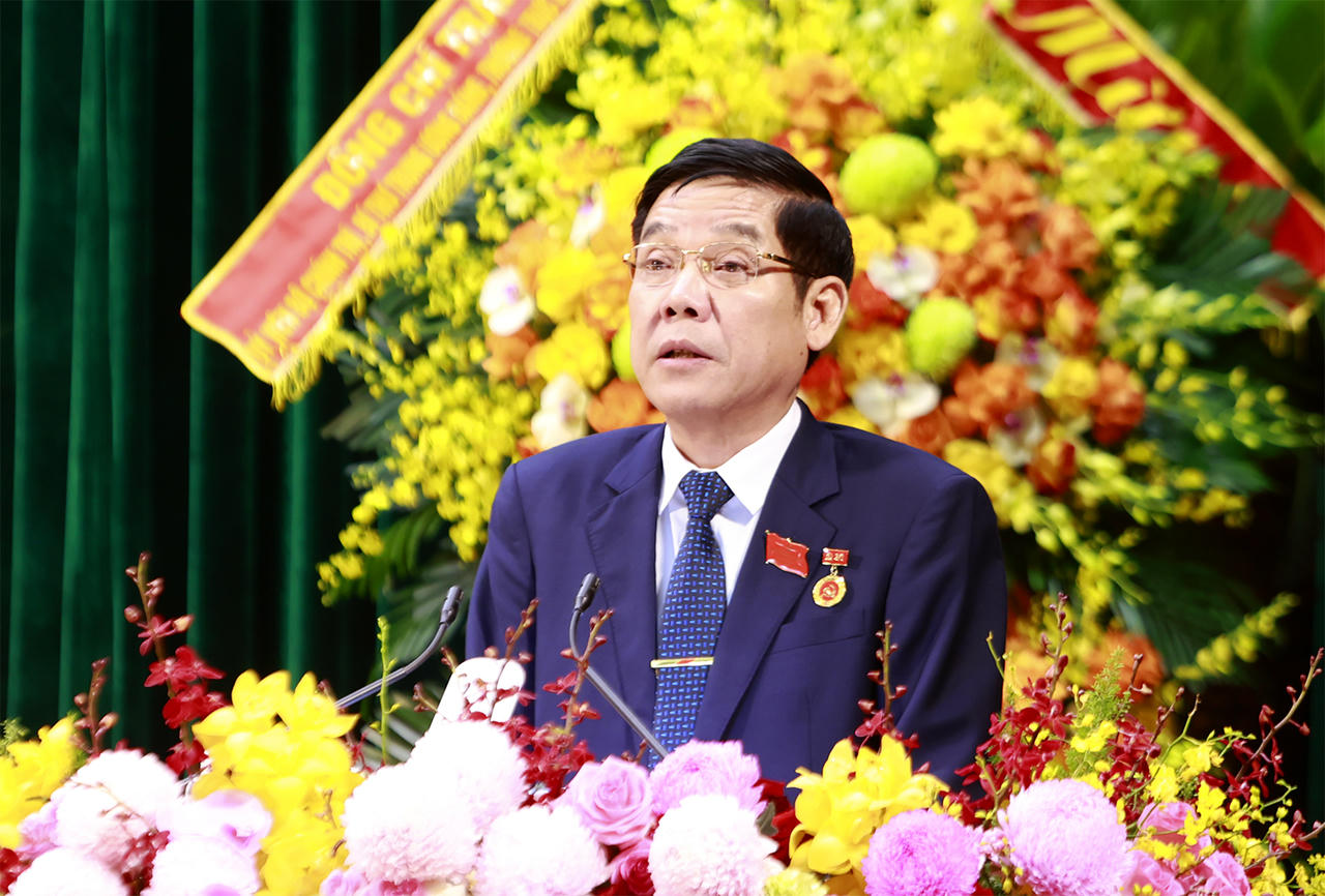 Ủy viên Trung ương Đảng, Bí thư Tỉnh ủy Bắc Ninh nhiệm kỳ 2020 - 2025 Nguyễn Văn Gấu phát biểu bế mạc Đại hội.