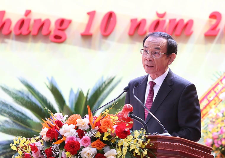 Ủy viên Bộ Chính trị, Thường
trực Tiểu ban Văn kiện Đại hội XIV của Đảng Nguyễn Văn Nên phát biểu chỉ đạo tại Đại hội.