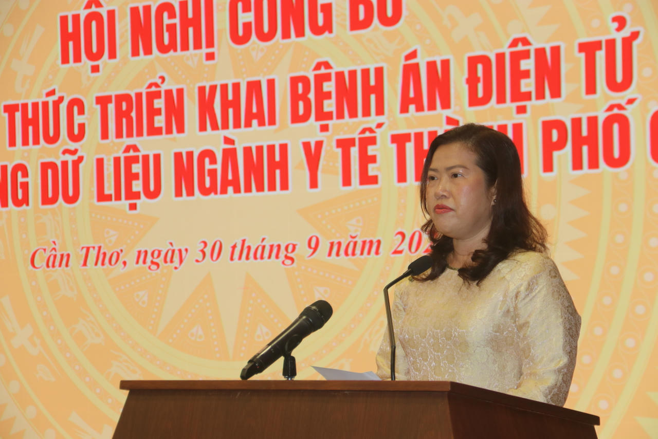 Bà Nguyễn Thị Ngọc Điệp – Phó Chủ tịch UBND TP Cần Thơ phát biểu tại hội nghị.