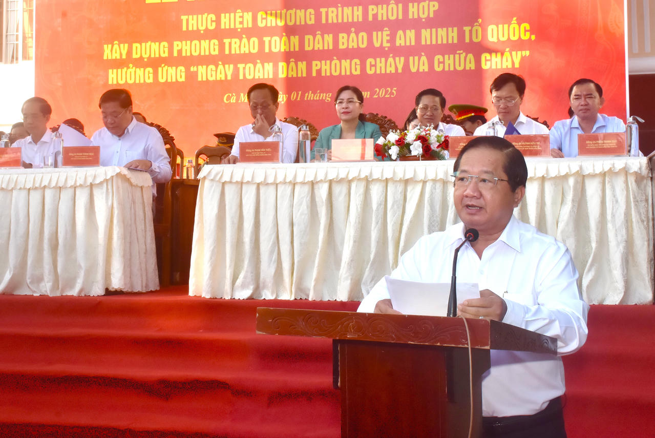 Ông Lê Thanh Triều - Ủy viên Ban Thường vụ Tỉnh ủy, Phó Chủ tịch Thường trực Ủy ban MTTQ Việt Nam tỉnh Cà Mau, phát biểu khai mạc buổi lễ.