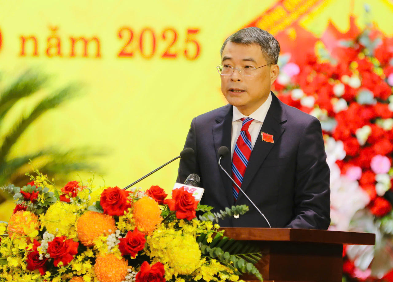 Uỷ viên Bộ Chính trị, Bí thư Trung ương Đảng, Trưởng Ban Tổ chức Trung ương Lê Minh Hưng phát biểu chỉ đạo Đại hội.