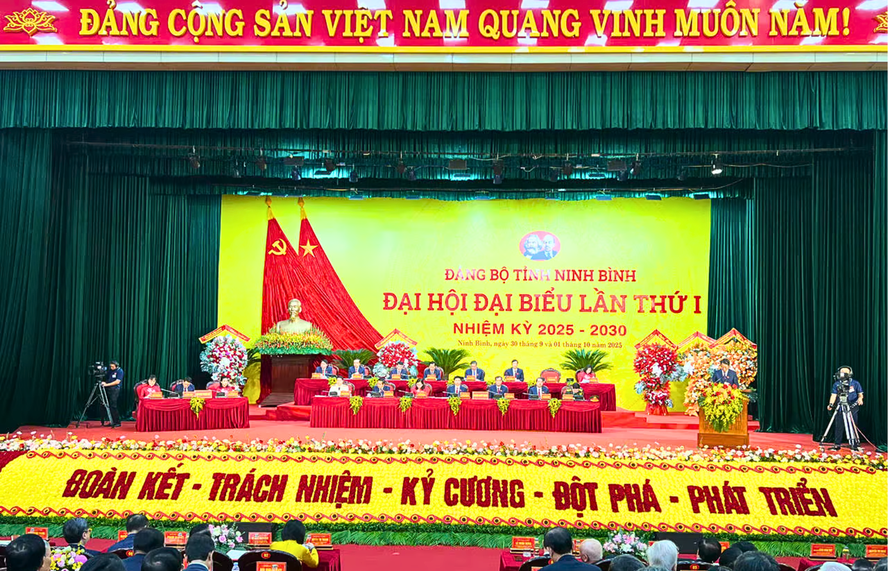  Đại hội đại biểu Đảng bộ tỉnh Ninh Bình lần thứ I, nhiệm kỳ 2025 – 2030 điễn ra trong 2 ngày, từ 30/9 đến 1/10.