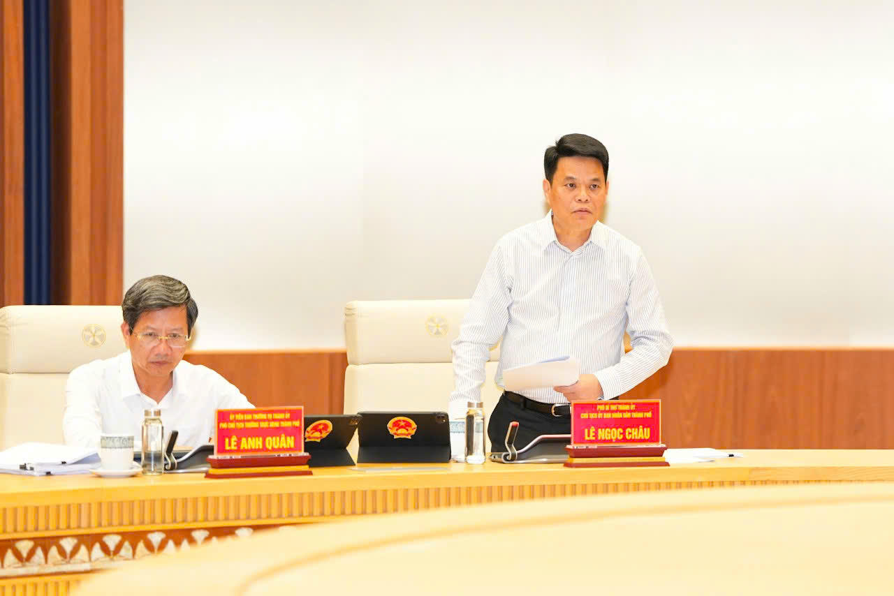 Chủ tịch UBND TP Hải Phòng Lê Ngọc Châu phát biểu tại Hội nghị.