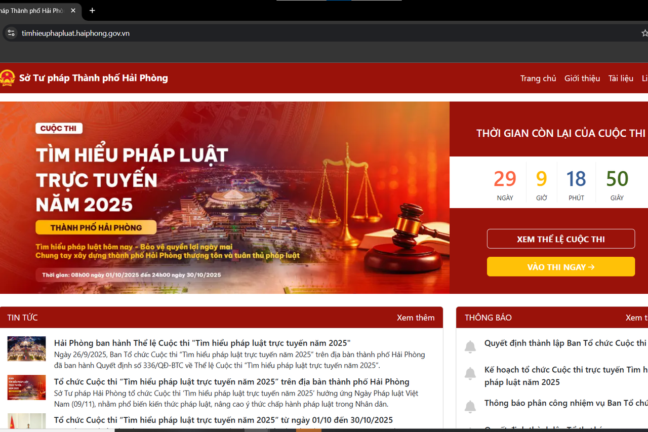 Website chính thức để tham dự cuộc thi: https://timhieuphapluat.haiphong.gov.vn.