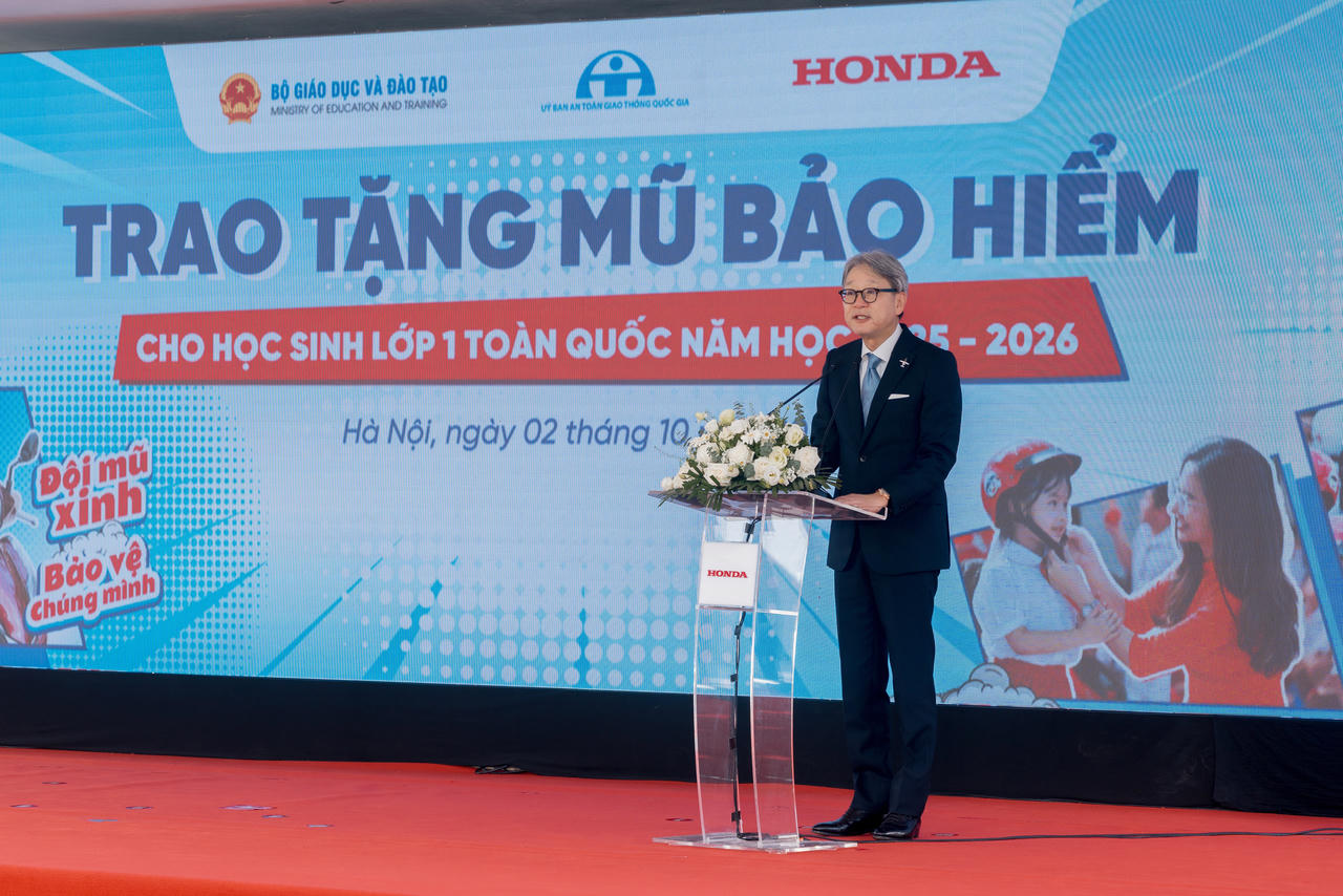 Ông Toshihiro Mibe, Chủ tịch và Giám đốc Điều hành Công ty Honda Motor Nhật Bản phát biểu.
