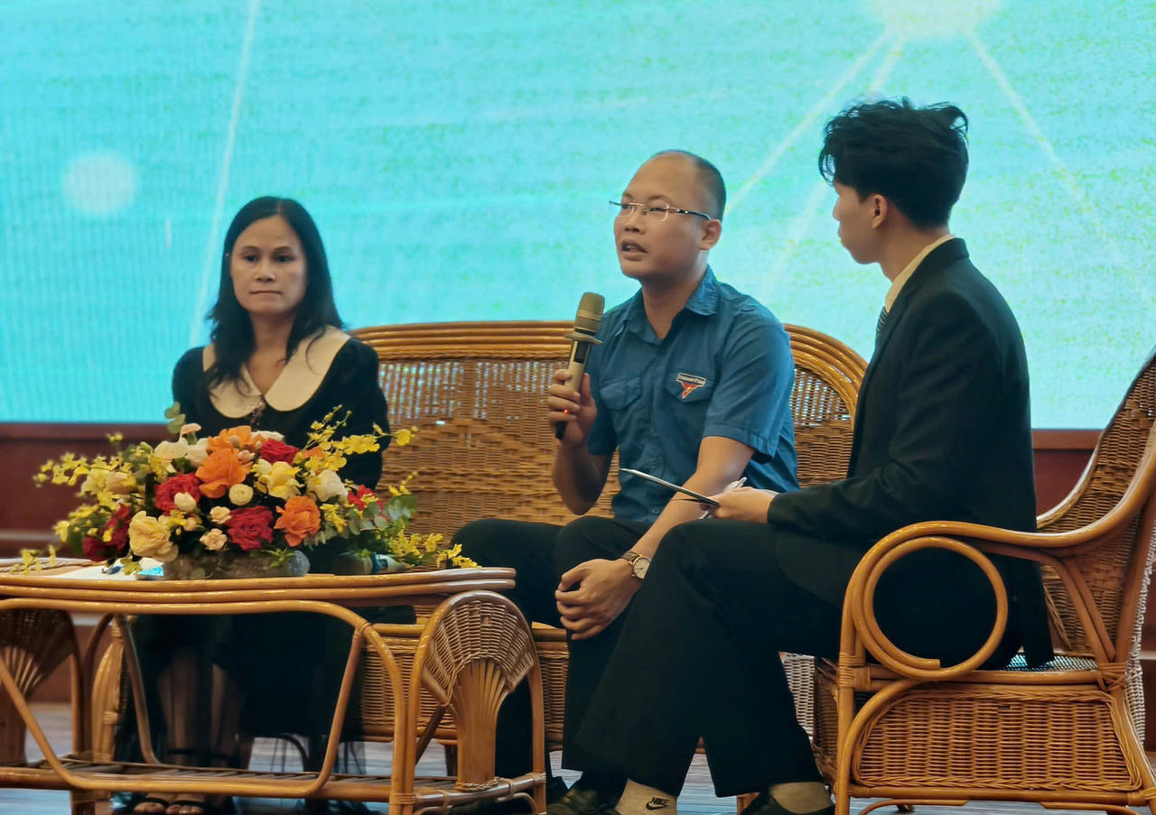 Ths Trần Trọng Đại - Bí thư Đoàn Thanh niên Trường Đại học Luật Hà Nội giao lưu tại chương trình.