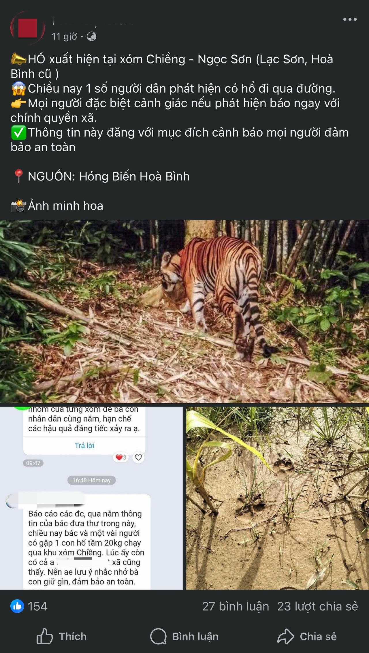 Thông tin đăng tải trên mạng xã hội.