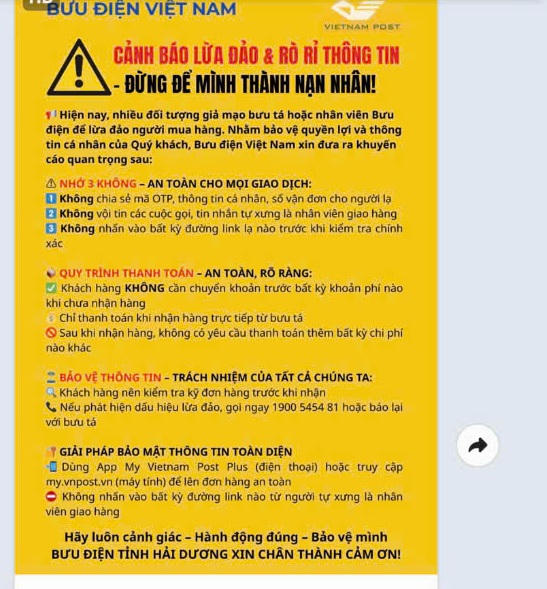 Trước đó vào tháng 5/2025, Bưu điện tỉnh Hải Dương (cũ) đã cảnh báo thủ đoạn giả danh bưu tá, nhân viên bưu điện để lừa đảo
