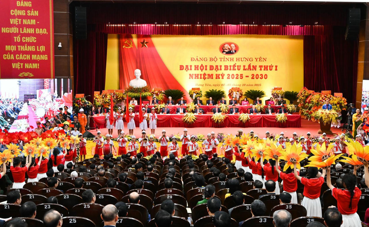 Quang cảnh Đại hội đại biểu Đảng bộ tỉnh Hưng Yên lần thứ I, nhiệm kỳ 2025 - 2030.