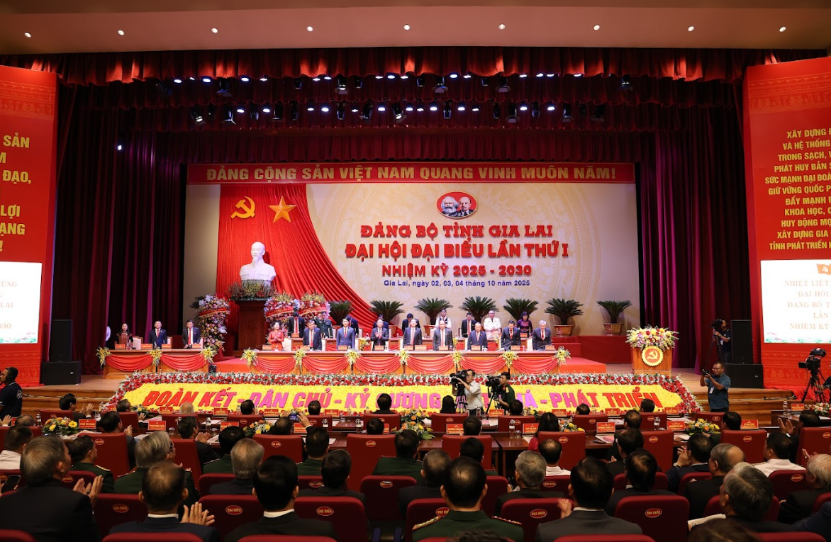 Toàn cảnh Đại hội đại biểu Đảng bộ tỉnh Gia Lai lần thứ I, nhiệm kỳ 2025 - 2030
