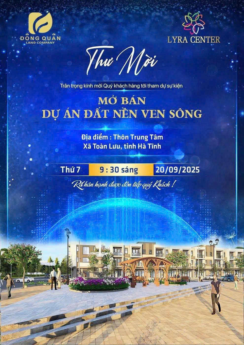 Thư mời được Công ty TNHH MTV Đông Quân LAND rao rầm rộ trên mạng xã hội.