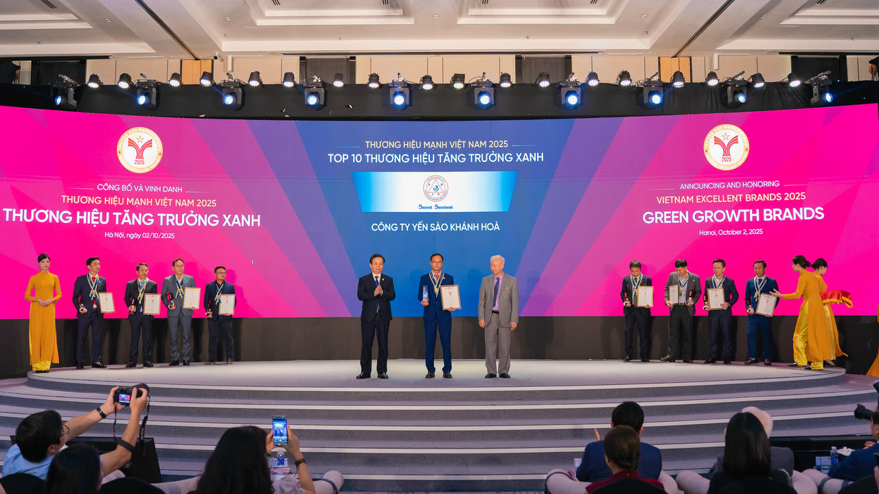 Yến sào Khánh Hòa được vinh danh trong Top 10 Thương hiệu Tăng trưởng Xanh năm 2025