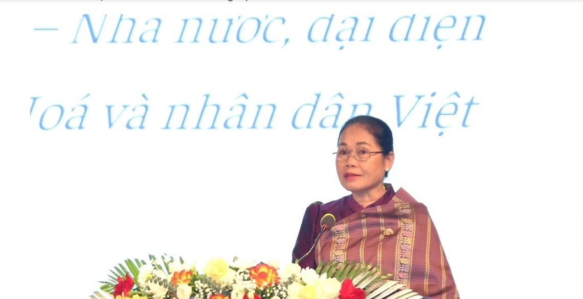 Thứ
trưởng Bộ Văn hóa và Du lịch Lào Darany Phommavongsa phát biểu tại sự kiện.