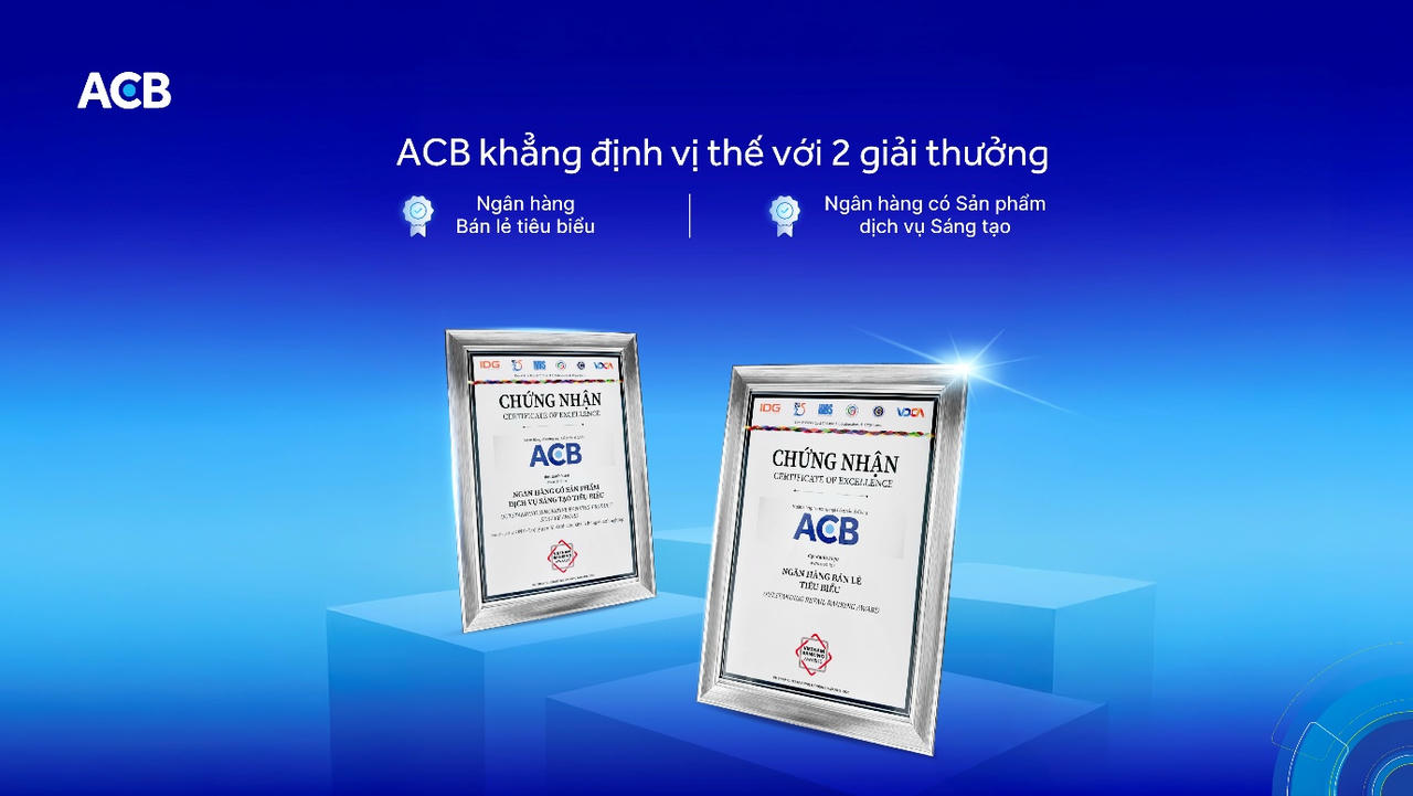 Trước đó, ACB được vinh danh Ngân hàng bán lẻ tiêu biểu vàNgân hàng có sản phẩm dịch vụ sáng tạo tại Giải thưởng Ngân hàng Việt Nam Tiêu biểu 2025. 