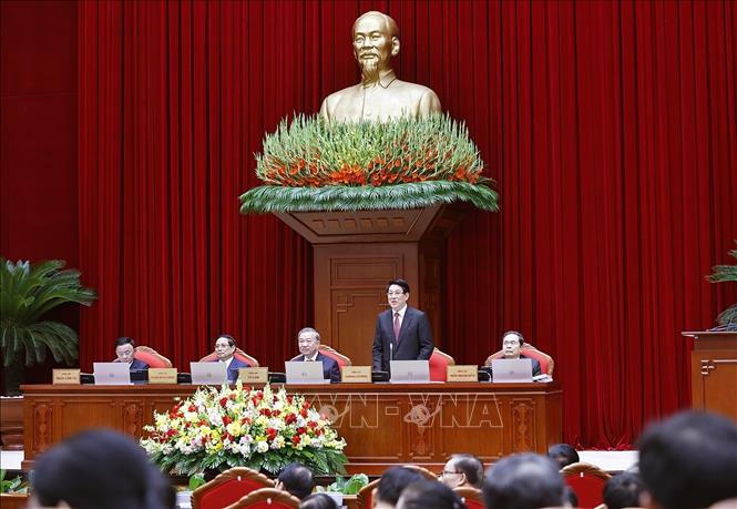 Ủy viên Bộ Chính trị, Chủ tịch nước Lương Cường phát biểu. Ảnh: Doãn Tấn/TTXVN