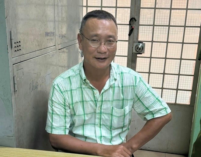 Đối tượng Phạm Xuân Phong tại cơ quan Công an.