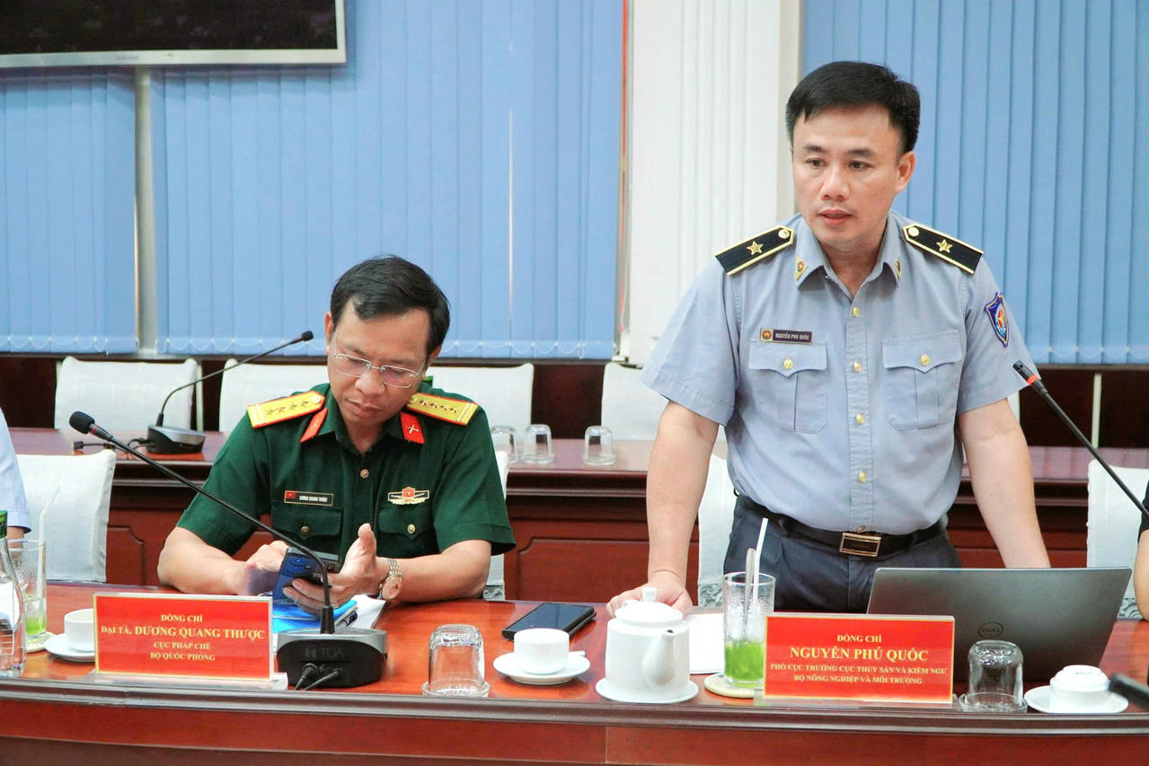 Ông Nguyễn Phú Quốc, Phó Cục trưởng, Cục Thủy sản và Kiểm ngư, Bộ Nông nghiệp và Môi trường phát biểu tại buổi làm việc.