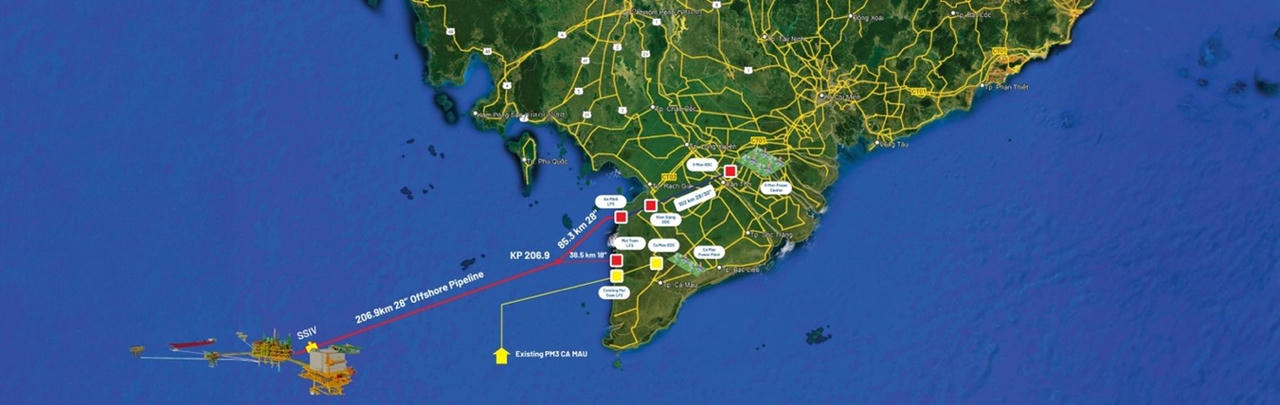 Phối cảnh chuỗi dự án khí điện Lô B Ô Môn. (Ảnh: Petrovietnam).
