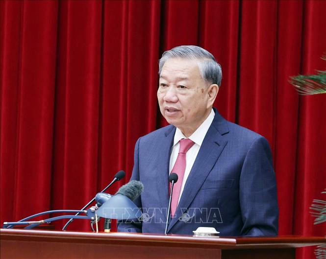 Tổng Bí thư Tô Lâm phát biểu bế mạc Hội nghị lần thứ 13 Ban Chấp hành Trung ương Đảng khóa XIII. Ảnh: Thống Nhất/TTXVN