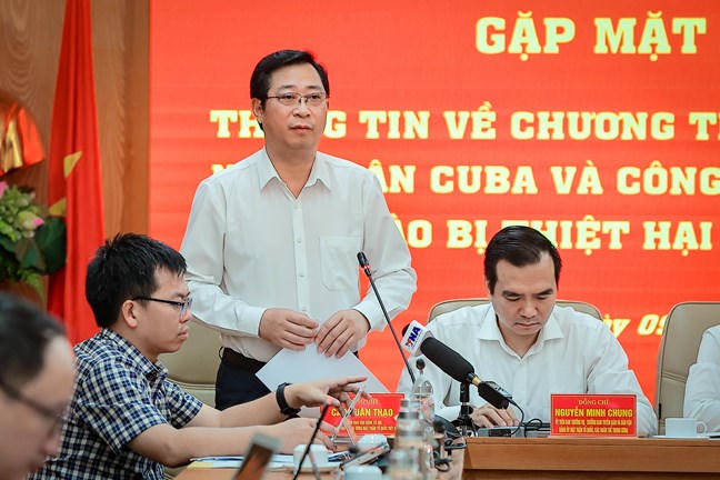 Ông Cao Xuân Thạo, Ủy viên Đoàn Chủ tịch, Trưởng Ban Công tác xã hội Cơ quan Ủy ban Trung ương MTTQ Việt Nam phát biểu tại cuộc gặp mặt báo chí. Ảnh: PV