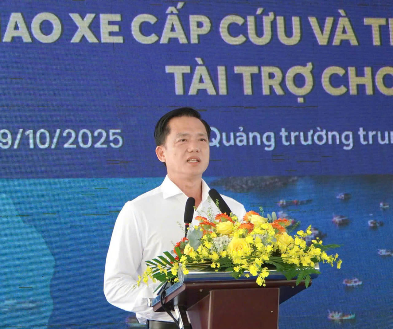 Chủ tịch UBND Đặc khu Phú Quốc Trần Minh Khoa phát biểu tại buổi lễ.