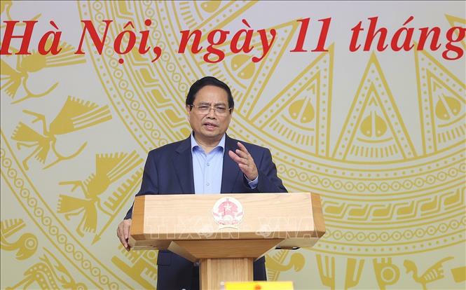 Thủ tướng Phạm Minh Chính chủ trì phiên họp về phát triển nhà ở xã hội. Ảnh: Dương Giang/TTXVN