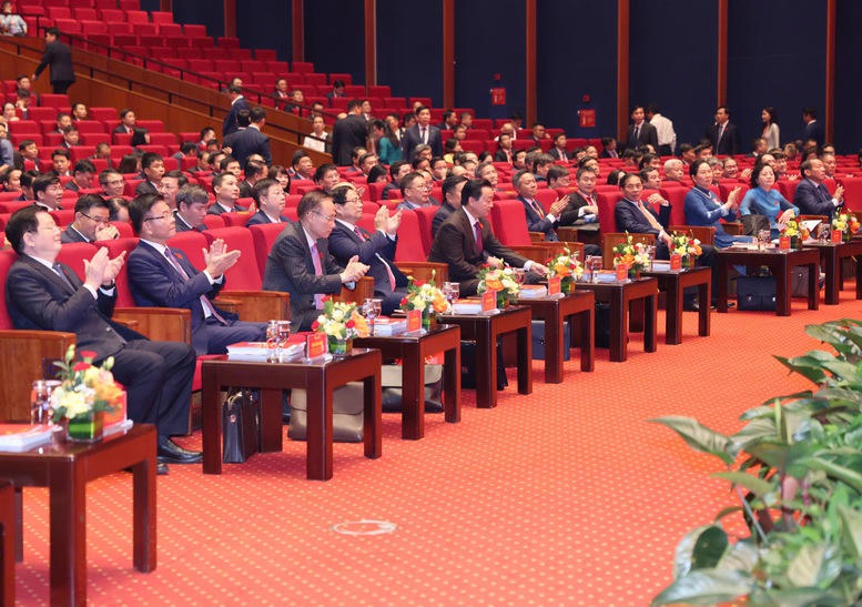 Các đồng chí lãnh đạo Chính phủ, các bộ, ngành và các đại biểu tham dự Đại hội - Ảnh; VGP/Nhật Bắc