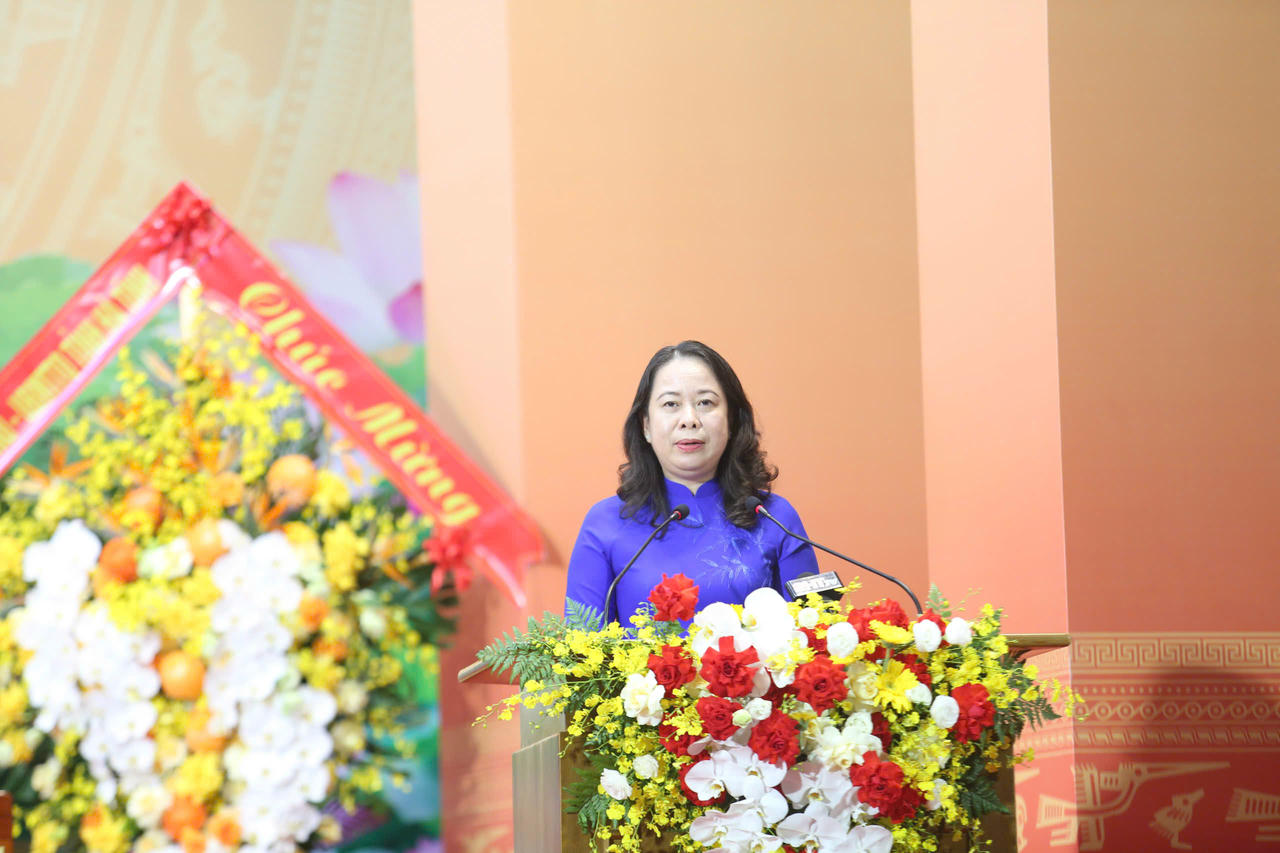 Phó Chủ tịch nước, Phó Chủ tịch thứ nhất Hội đồng Thi đua - Khen thưởng Trung ương Võ Thị Ánh Xuân phát biểu chỉ đạo Đại hội.