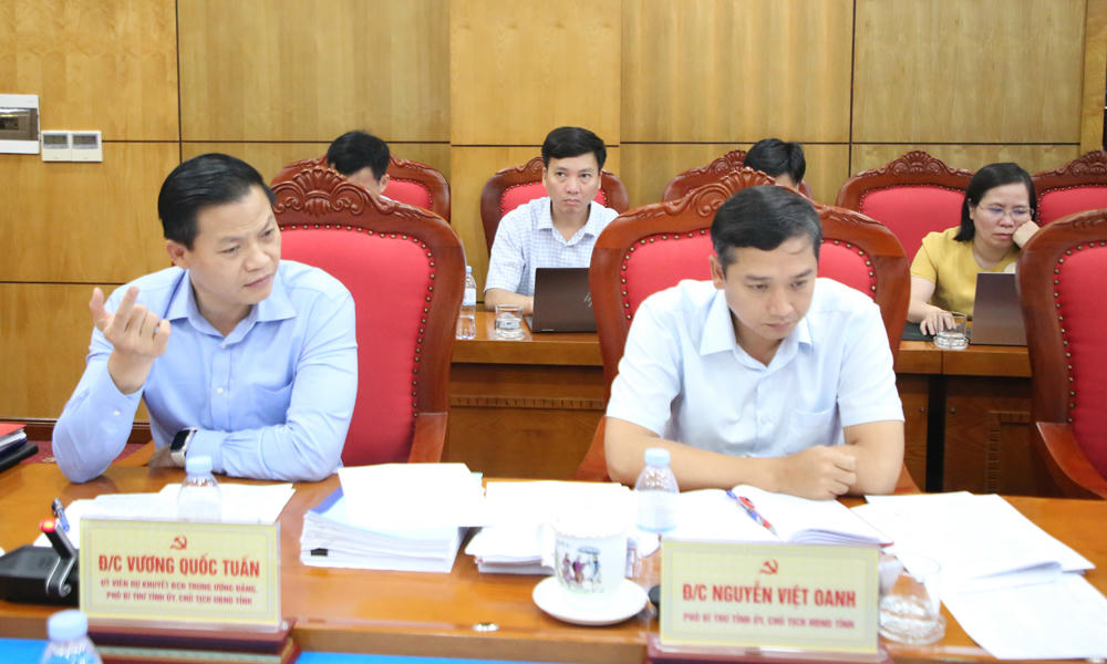 Chủ tịch UBND tỉnh Bắc Ninh Vương Quốc Tuấn phát biểu tại hội nghị.