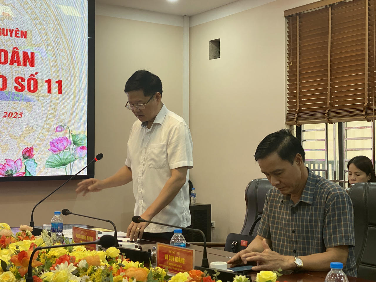 Ông Đinh Quang Tuyên, Chủ tịch MTTQ Việt Nam tỉnh Thái Nguyên phát biểu. (Ảnh: Lê Hanh)