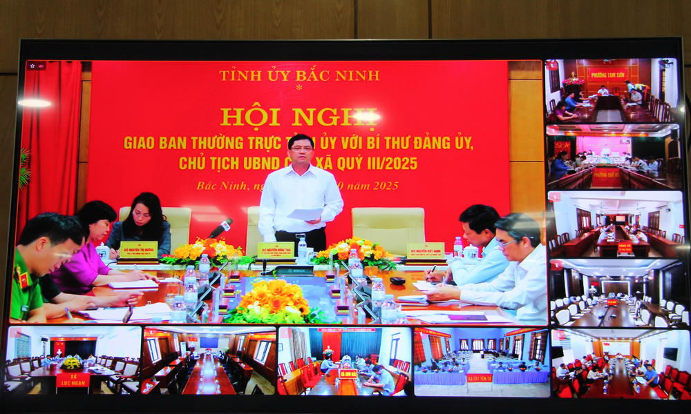 Quang cảnh tại một số điểm cầu cấp xã trong hội nghị giao ban trực tuyến.