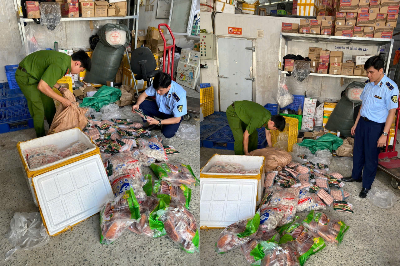 Nhiều đồ ăn vặt nhập lậu được Đội QLTT số 22 phát hiện tại một cở sở kinh doanh trên địa bàn phường Phú Thượng.&nbsp;