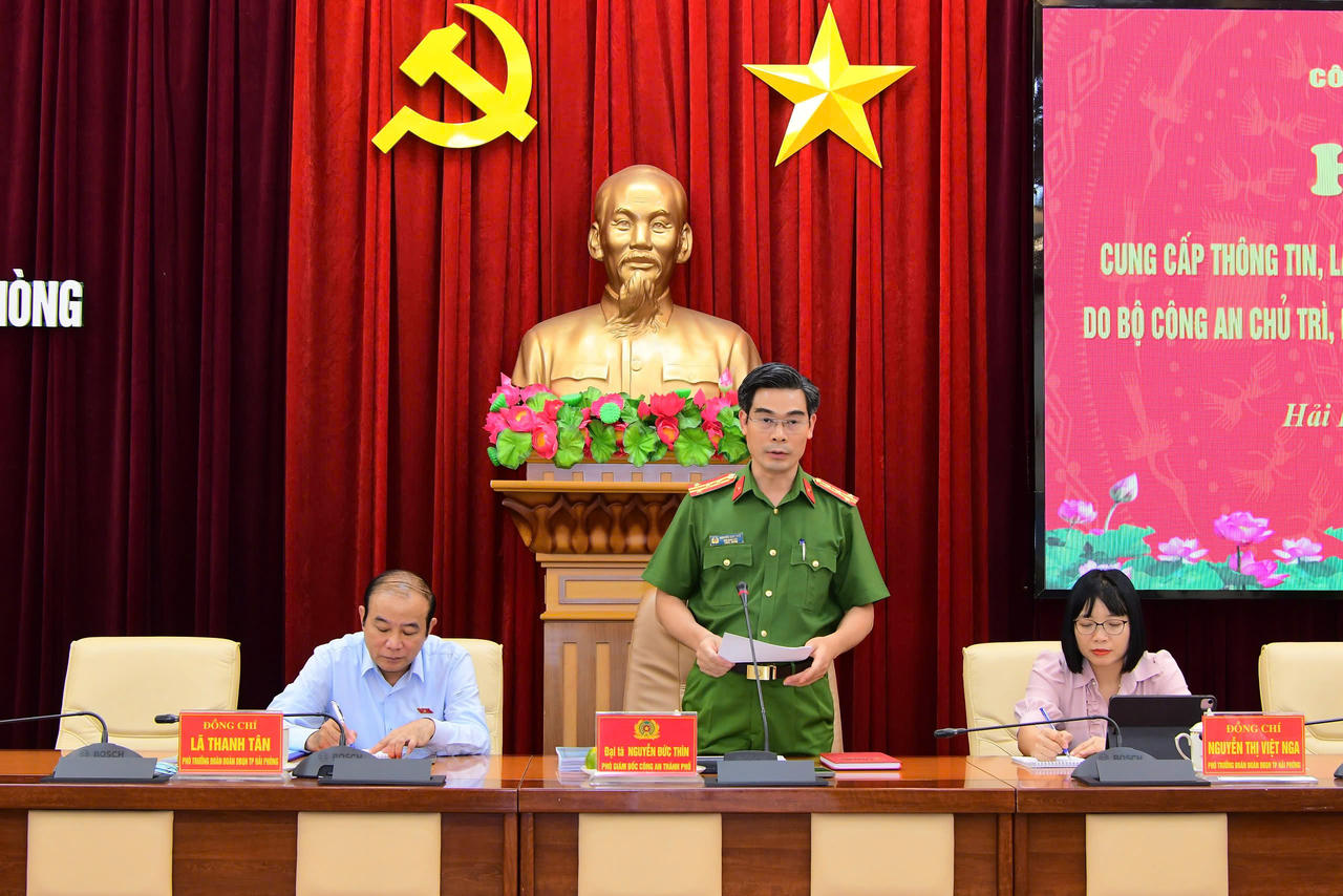 Đại tá Nguyễn Đức Thìn, Phó Giám đốc Công an thành phố kết luận tại Hội nghj.