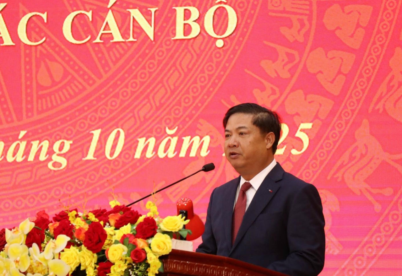 Ông Lương Nguyễn Minh Triết - Tân Bí thư Tỉnh ủy Đắk Lắk phát biểu nhận nhiệm vụ. (Ảnh Kim Bảo)