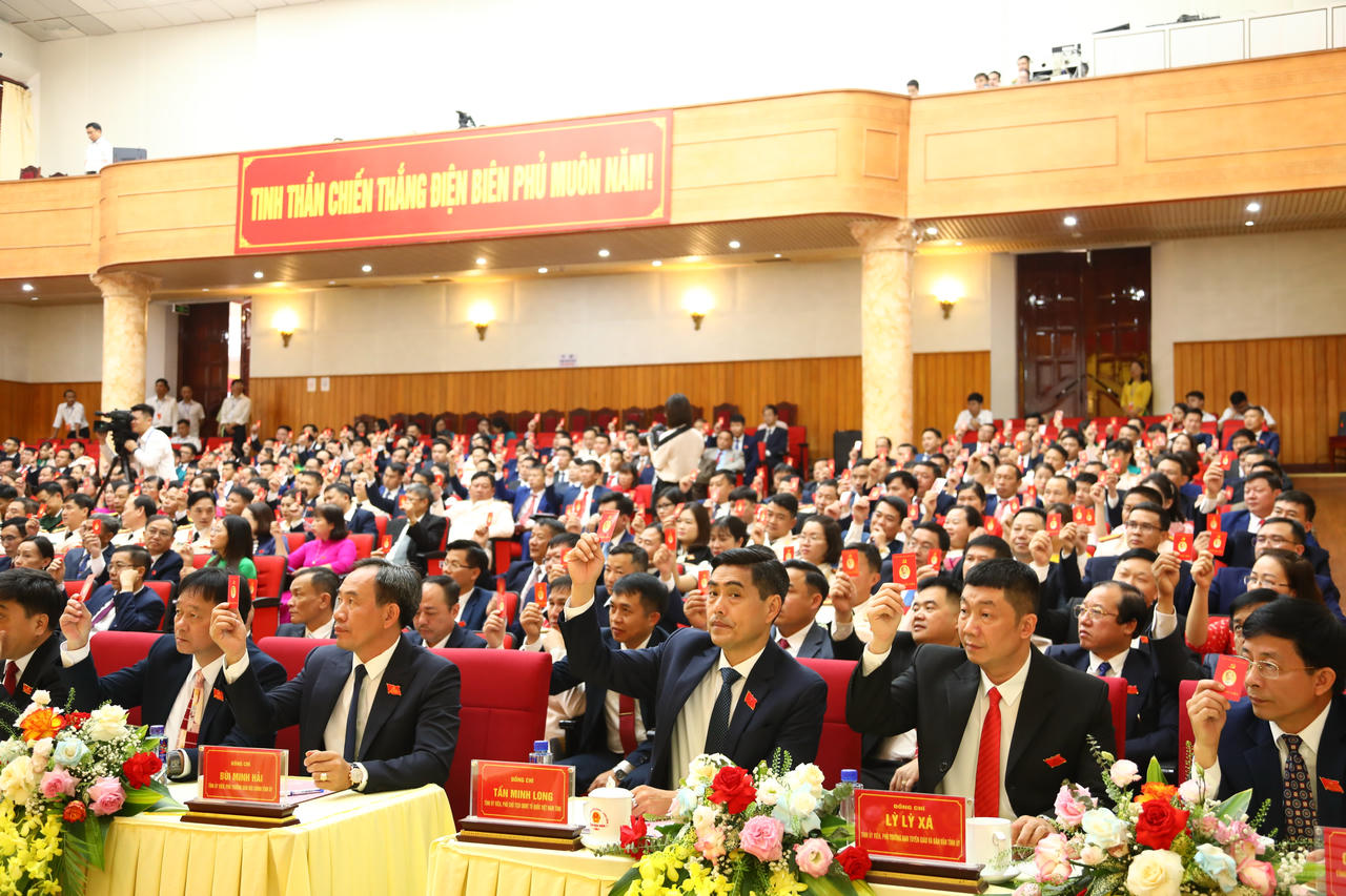 Các đại biểu tiến hành biểu quyết tại Đại hội.