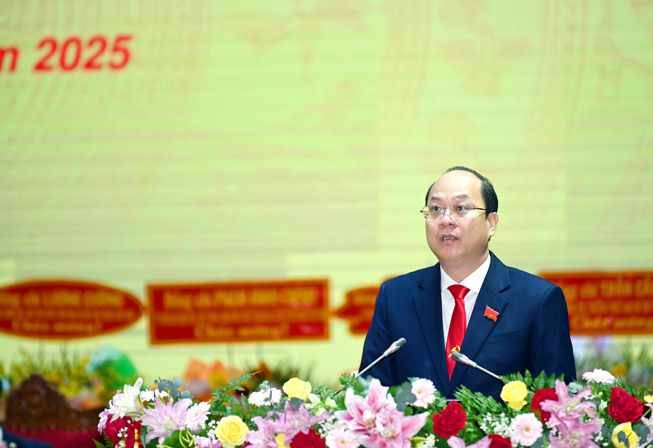 Ông Nguyễn Hồ Hải – Bí thư Tỉnh ủy Cà Mau phát biểu bế mạc Đại hội (Ảnh: BTC Đại hội).