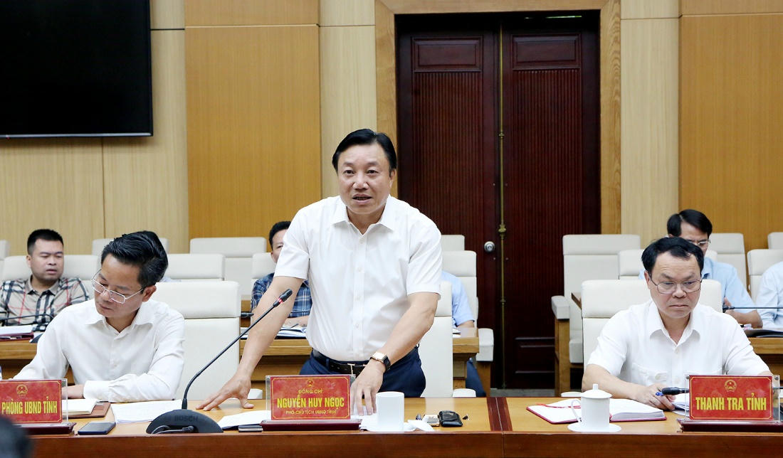Phó Chủ tịch UBND tỉnh Phú Thọ Nguyễn Huy Ngọc phát biểu tại buổi làm việc. . Ảnh: phutho.gov.vn