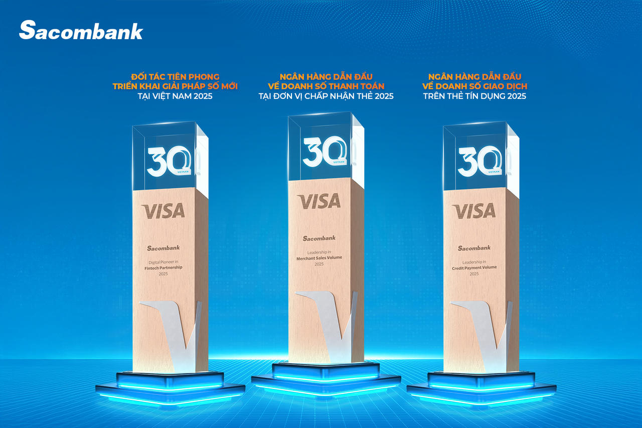 Sacombank được Visa vinh danh với 3 giải thưởng quan trọng năm 2025