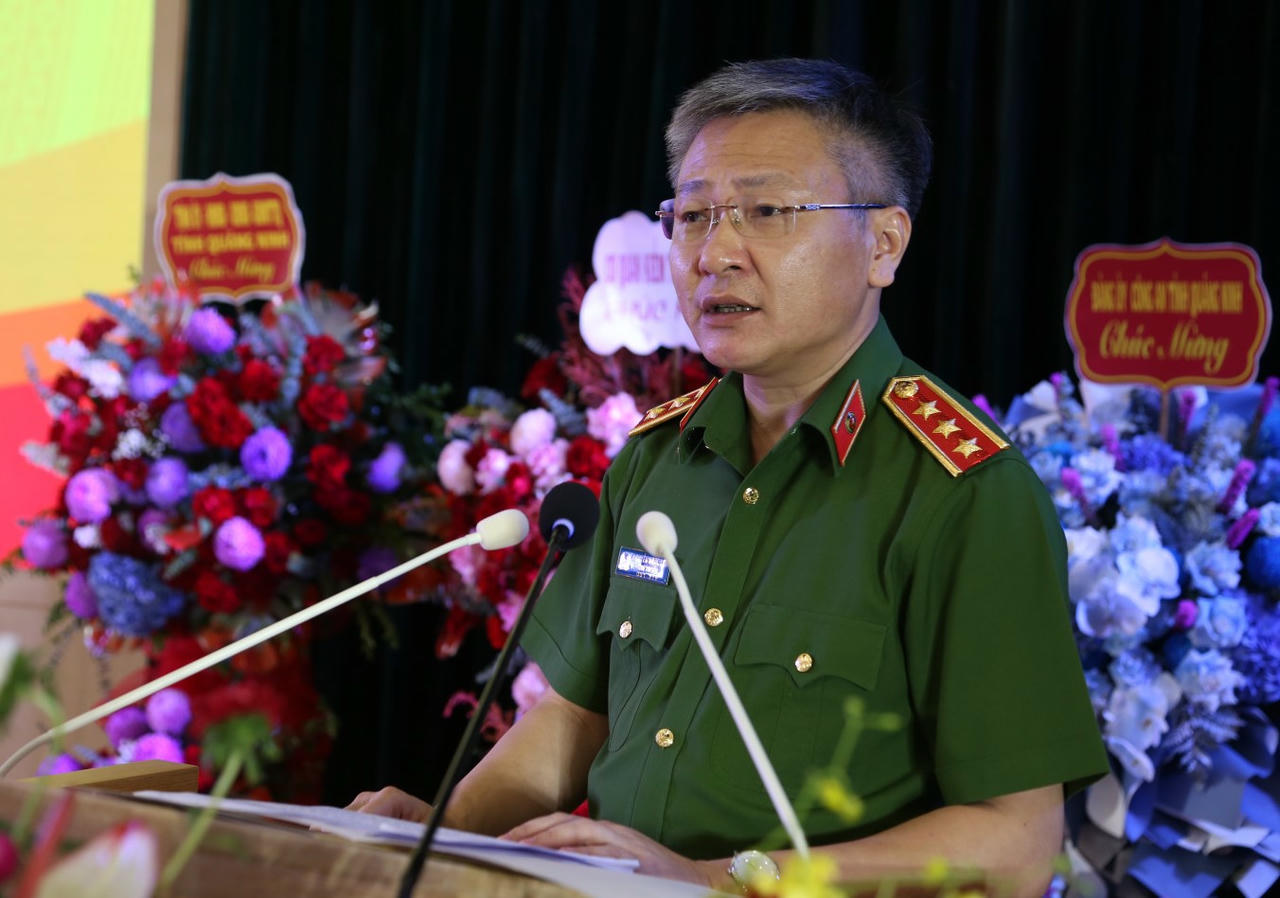 Thượng tướng Nguyễn Ngọc Lâm, Thứ trưởng Bộ Công an phát biểu tại lễ thông báo.