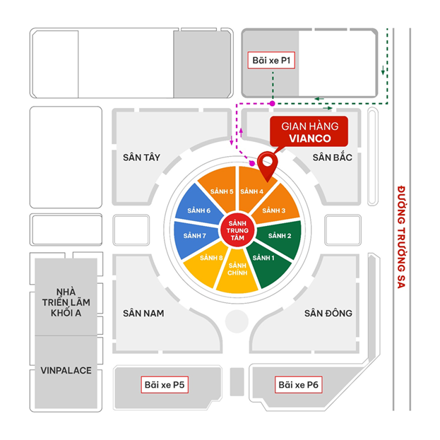 Vị trí gian hàng Vianco, khu vực “Thu Gia Đình”, Hội chợ Mùa Thu – Trung tâm Triển lãm Quốc gia, Đông Anh, Hà Nội

