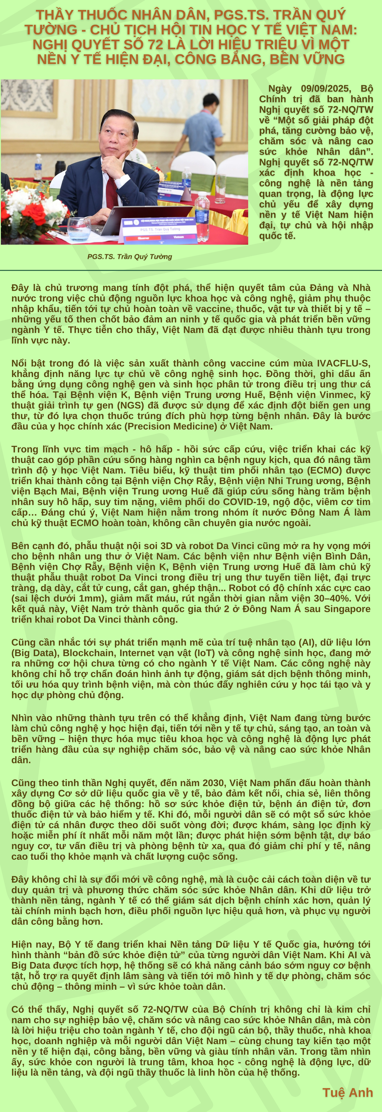 Trụ cột nâng cao sức khoẻ nhân dân trong kỷ nguyên mới