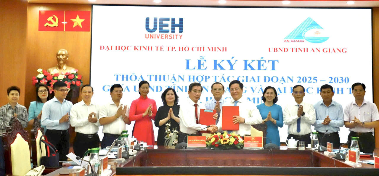 UBND tỉnh An Giang và Đại học Kinh tế TP HCM (UEH) ký kết thỏa thuận hợp tác giai đoạn 2025 - 2030