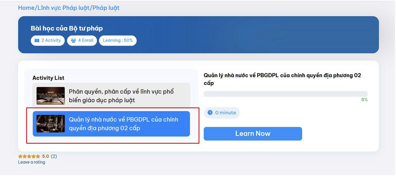 Bộ Tư pháp tổ chức Khóa đào tạo trực tuyến mở kiến thức về phân quyền, phân cấp, quản lý nhà nước về PBGDPL của chính quyền địa phương 02 cấp