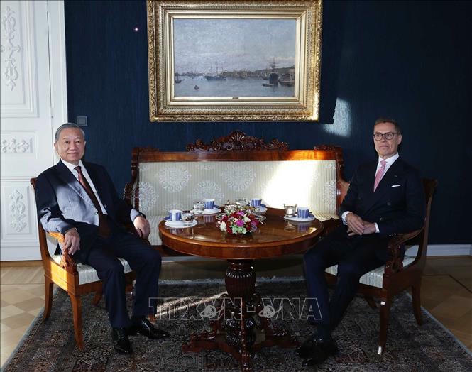 Tổng Bí thư Tô Lâm và Tổng thống Alexander Stubb hội đàm hẹp - Ảnh: TTXVN