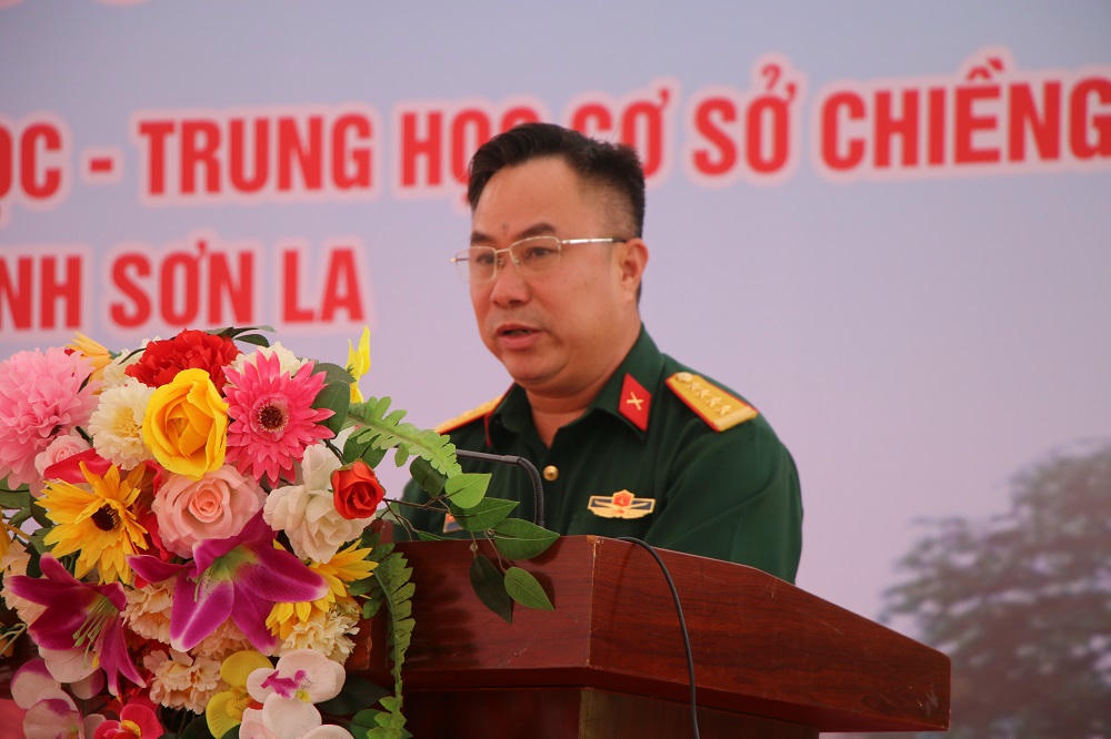 Đại tá Trần Minh Hùng – Phó chỉ huy trưởng, Trưởng ban quản lý dự án phát biểu tại buổi lễ.