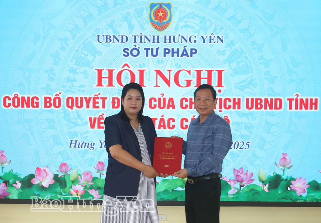 Hưng Yên: Bổ nhiệm Phó Giám đốc Sở Tư pháp