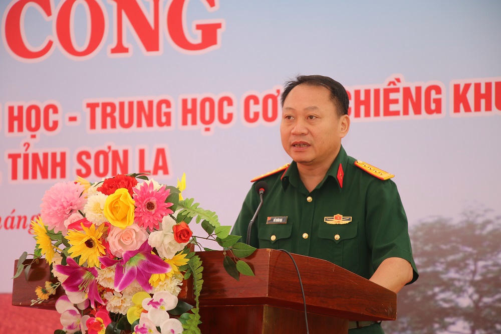 Đại tá Đỗ Xuân Đại, Chủ tịch – Tổng giám đốc Công ty Đầu tư phát triển Nhà và Đô thị Bộ Quốc phòng phát biểu tại buổi lễ.