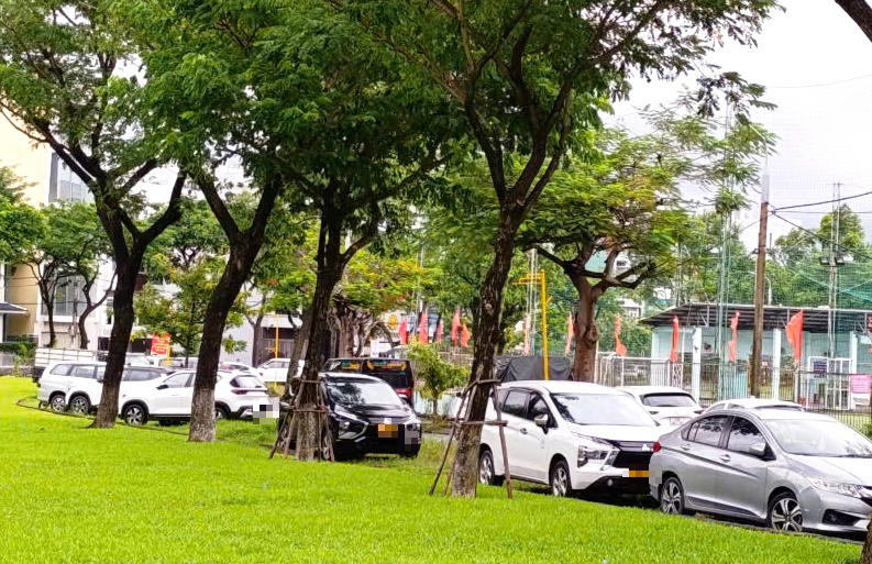 Nhiều ô tô được đưa lên vị trí cao ở khu vực phường Hải Châu.